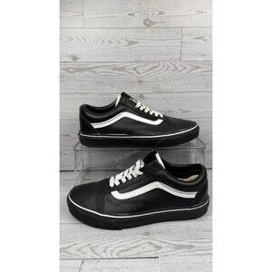 VANS Old Skool Full Leather Sneakers Black/White Mens Size 7.5 Wide #313